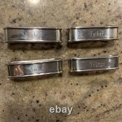 Vintage (4) Lunt Sterling Silver Napkin Ring name engraving On Each #470 See Pic