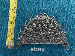 Vintage 800 silver openwork floral basket letter or napkin holder
