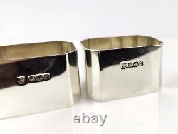 Vintage Art Deco sterling silver napkin rings, Pair, Geometric