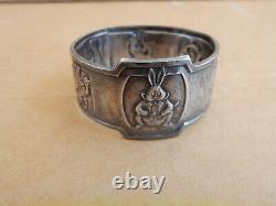 Vintage Children's Napkin Ring Sterling P & B Mouse Rabbit Wolf