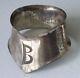 Vintage English Sterling Silver Napkin Ring B Initial Cutout, Dated 1982