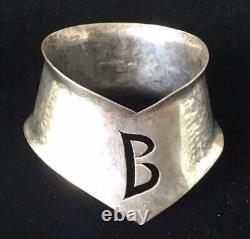 Vintage English Sterling Silver Napkin Ring B initial cutout, dated 1982