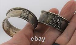 Vintage George Washington & United States Seal Sterling Silver Napkin Rings