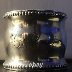 Vintage Gorham Sterling Silver Napkin Ring beaded engraved b1572