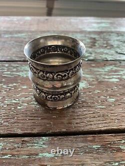 Vintage Napkin Rings Wallace Sterling Silver Pair of 2 Scroll Floral 5623