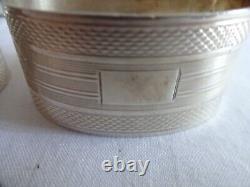 Vintage Pair Solid Sterling Silver Unengraved Oval Napkin Rings Birmingham 1944