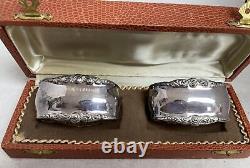 Vintage Pair of Sterling Silver Napkin Rings with Case