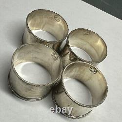 Vintage Sterling Silver Napkin Rings Foliate Details Mexico Signed (4) Pcs