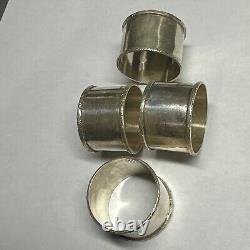 Vintage Sterling Silver Napkin Rings Foliate Details Mexico Signed (4) Pcs