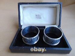 Wonderful Pair Edwardain Sterling Silver Flowers Napkin Rings 1903, Box