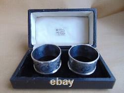 Wonderful Pair Edwardain Sterling Silver Flowers Napkin Rings 1903, Box