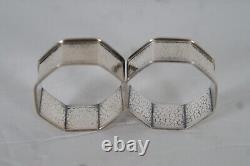 2 Antique Gh French & Co Hammered Sterling Octagonal Nappkin Rings 19g
