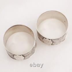 2 anneaux de serviette esthétiques lourds en argent sterling - Oiseaux Libellule Japonais