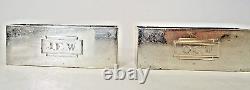 2 anneaux de serviette rectangulaires Art Déco en argent sterling de B&m