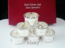 6 New Scottish Sterling Silver Napkin Rings In Case, Dart Silver Ltd 2021
