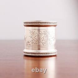 American Aesthetic Coin Silver Napkin Ring Japonesque Style Oiseaux Fin 1800