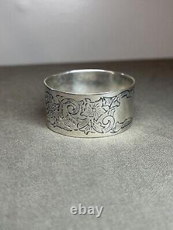 Ancien motif du Maryland S KIRK & SON Serviette en argent sterling Anneau non monogrammé