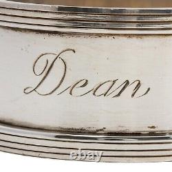 Anneau de serviette en argent sterling Tiffany, fabriqué en Angleterre avec bordure cannelée de 1965, monogramme Dean.