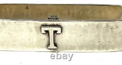 Anneau de serviette en argent sterling antique Kalo de Chicago, fabriqué à la main avec la lettre T.