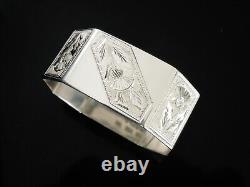 Anneau de serviette en argent sterling, chardons écossais, Birmingham 1955, John Rose