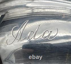 Anneau de serviette en argent sterling percé avec le nom gravé Ada Webster