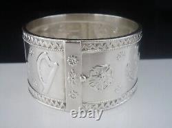 Anneau de serviette en argent sterling rare, Les 4 Nations, Birmingham 1910 Antique