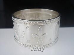 Anneau de serviette en argent sterling rare, Les 4 Nations, Birmingham 1910 Antique