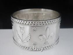 Anneau de serviette en argent sterling rare, Les 4 Nations, Birmingham 1910 Antique