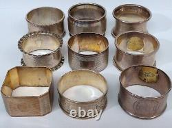 Antique Anglais Sterling Silver Napkin Ring Collection