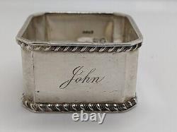 Antique Anglais Sterling Silver Napkin Ring John Nom Gravure, D. 1935