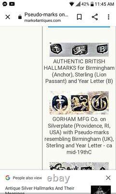 Antique Anneaux De Serviette En Argent Sterling Monogramme Gravé British Birmingham Deux