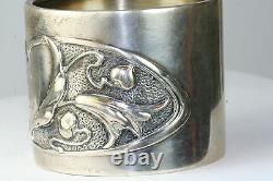 Antique Art Nouveau Jugentil Allemagne 800 Sterling Silver Napkin Ring