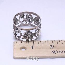 Antique Birks W Allemagne Argent Sterling Cherub Et Modèle Floral Napkin Ring