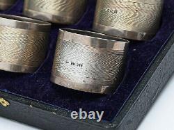 Antique British Sterling Silver Birmingham Nappkin Ring Serviette Set Case