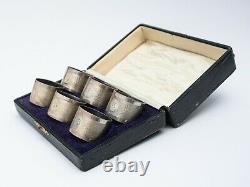Antique British Sterling Silver Birmingham Nappkin Ring Serviette Set Case