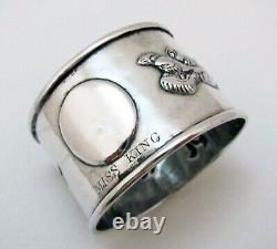 Antique Chinese Export Solid Sterling Silver Nappkin Ring Dragon Chasing Pearl Wk