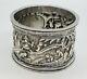 Antique Chinese Sterling Silver Main Chased Scene Détaillée Napkin Ring