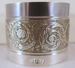 Antique Français Sterling Silver Nappkin Ring Guilloche Style Cartouche 19ème