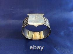 Antique Gorham L/a/g Sterling Silver Napkin Ring S Initial Sur Le Bouclier Étrusque
