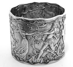 Antique Gorham Sterling Nappkin Ring Medieval Dancers C1865