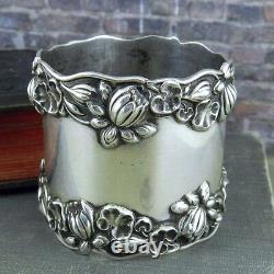 Antique Gorham Sterling Silver Pond Lily Floral Nappkin Ring B209
