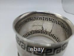 Antique Grec Clé Étrusque Sterling Silver Napkin Ring Willis Nom Gravure
