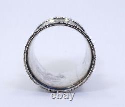 Antique Katy Greek Key Center Filigree Border Sterling Argent Napkin Ring