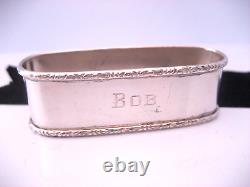 Antique Lunt Argent Sterling 764 Emboss Rim Nappkin Ring Holder Chase Engrave Bob
