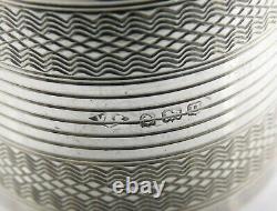 Bague de serviette en argent sterling 925 britannique vintage avec motif géométrique déco gravé