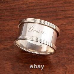 Bague de serviette en argent sterling Tiffany fabriquée en Angleterre avec bordure rainurée 1965 Monogramme Dean