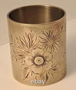 Bague de serviette en argent sterling ancienne ART NOUVEAU lourde avec motifs floraux faits à la main 2 95 grammes