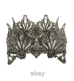 Beau grand porte-serviettes plat orné d'une feuille en argent sterling 925 fait main