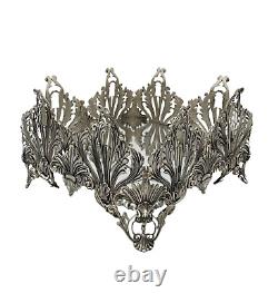 Beau grand porte-serviettes plat orné d'une feuille en argent sterling 925 fait main