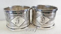 Ensemble de 2 anneaux de serviette en argent sterling Henry Griffith Birmingham 1931 1.8D x 1.3 33g